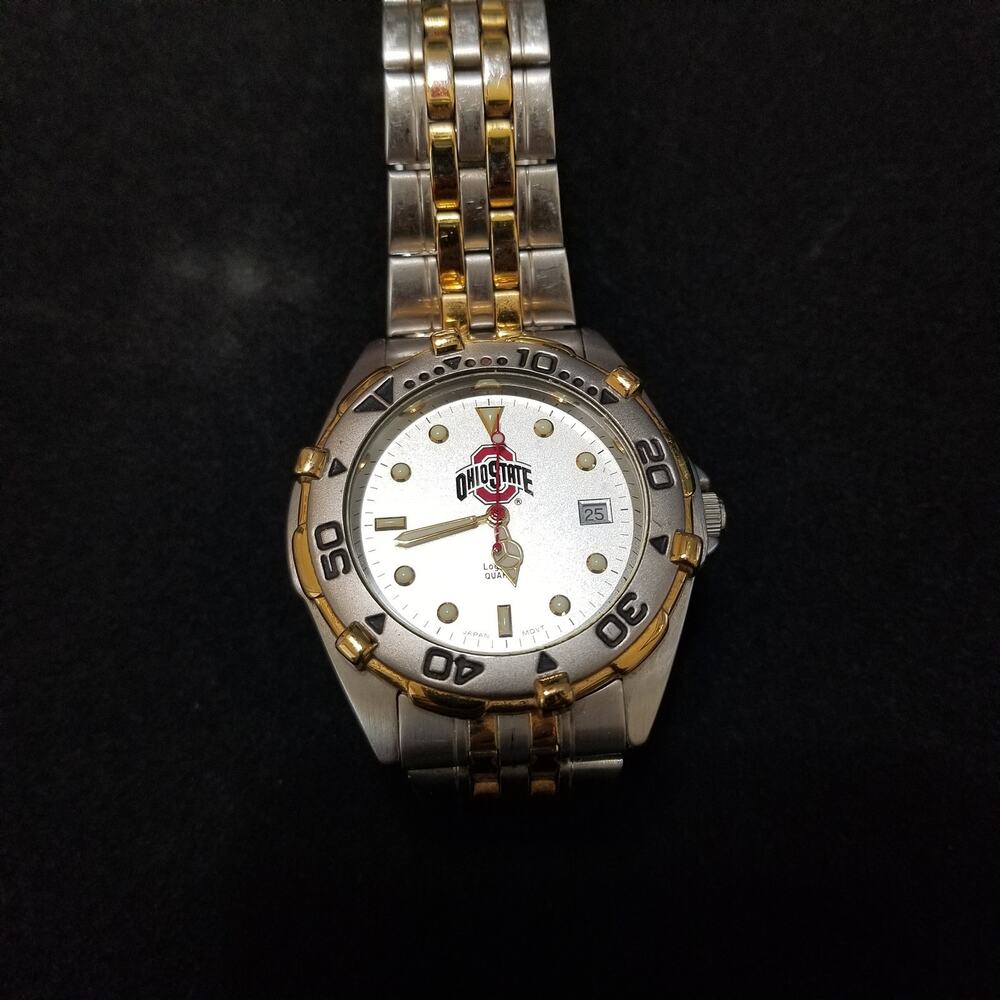 Ohio State LogoArt Men's Silver & Gold Watch (needs battery)